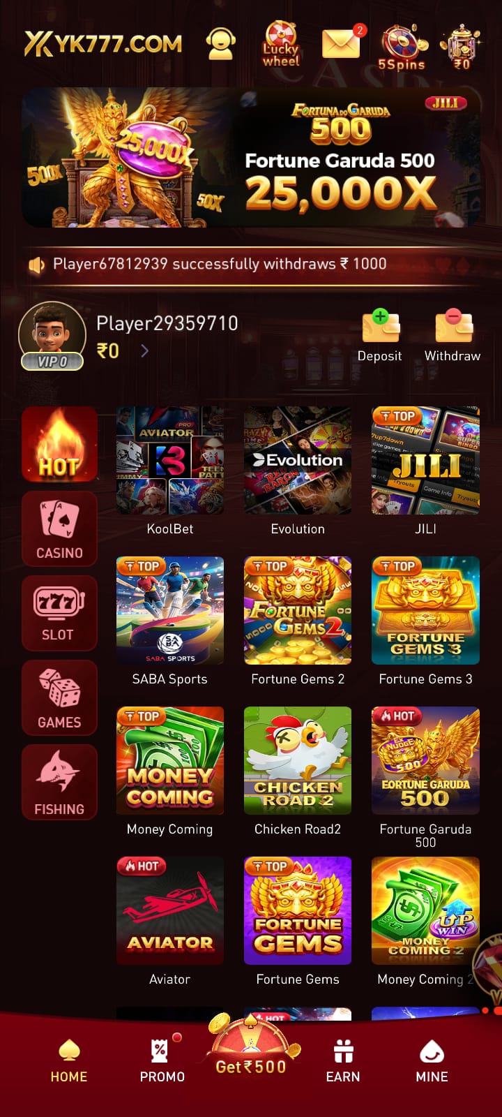 yk777 App Bonus